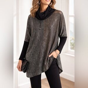Joseph Ribkoff Metallic Black Tunic Top